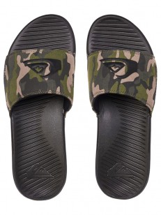 Quiksilver BRIGHT COAST SLIDE GREEN/BROWN/BLACK